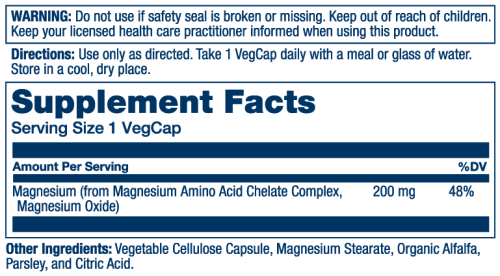 Magnesium Amino Acid Chelate 200 mg (Магний 200 мг) 100 вег. капсул (Solaray) фото 2
