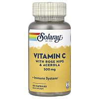 Vitamin C 500 mg TR with Rose Hips & Acerola (Витамин C 500 мг) 100 вег капсул (Solaray)_