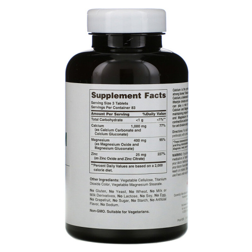 Chelated Calcium Magnesium Zinc (Хелатные Кальций Магний и Цинк) 250 таблеток (American Health) фото 2