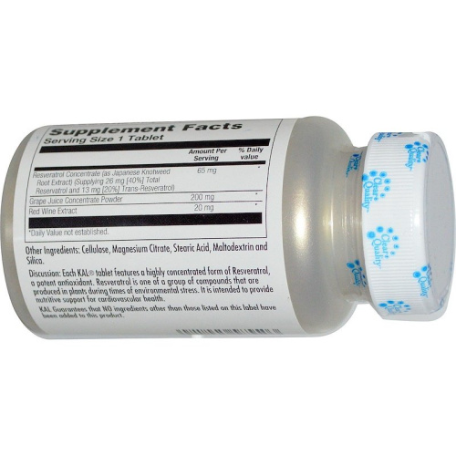 Resveratrol 25 мг (Ресвератрол) 60 таблеток (KAL) фото 2