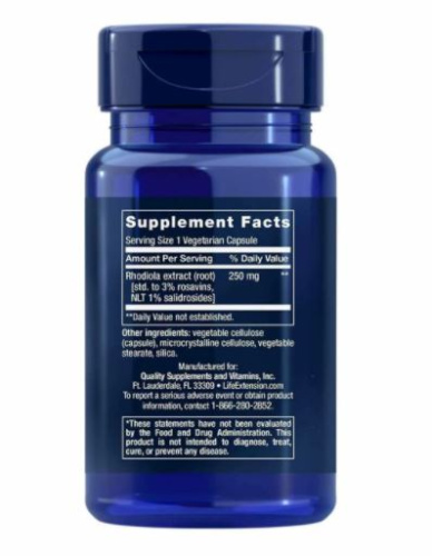 Rhodiola Extract 250 мг (Родиола Экстракт) 60 вег капсул (Life Extension) фото 2