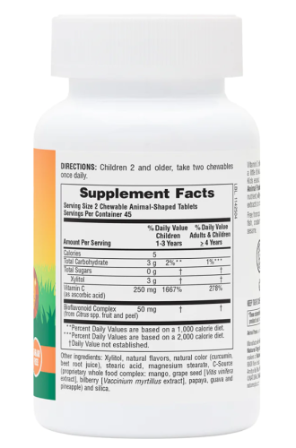 Vitamin C Sugar Free Animal Parade (Детский Витамин C без сахара) 90 таблеток (NaturesPlus) фото 3