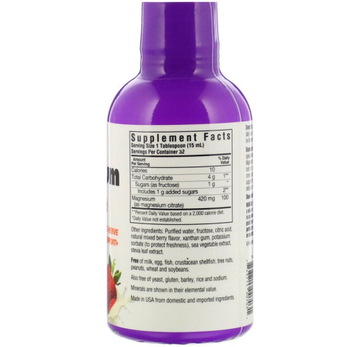 Magnesium Citrate (жидкий цитрат магния) ягодный вкус 472 мл (Bluebonnet Nutrition) фото 2