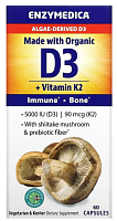 Organic Vitamin D3+K2 (MK-7) 5000 IU / 90 mcg 60 капсул (Enzymedica)