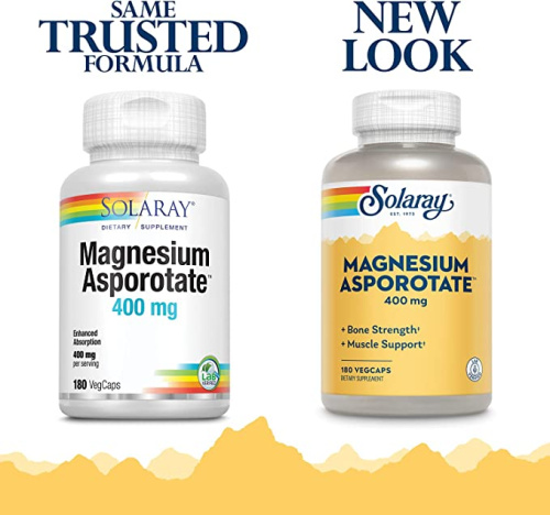 Magnesium Asporotate 400 mg (Аспоротат Магния 400 мг) 180 вег капсул (Solaray) фото 2