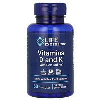 Витамины D и К с Sea-Iodine 60 капсул (Life Extension)