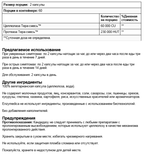 Candidase (Кандидаза) 120 капсул (Enzymedica) фото 3