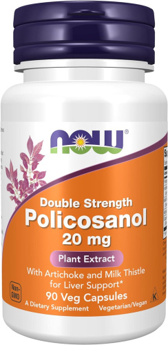 Policosanol 20 mg Double Strength (Поликосанол 20 мг) 90 вег капсул (Now Foods)