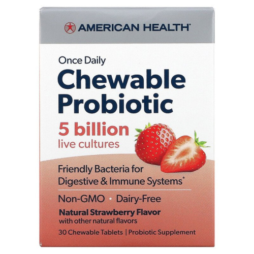 Chewable Probiotic 5 Billion (Жевательные Пробиотики) 30 таблеток (American Health)