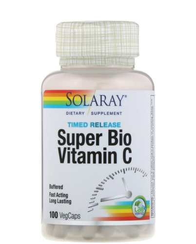 Super Bio Vitamin C 1000 mg TR (Витамин С 1000 мг медленного высвобождения) 100 вег капс (Solaray) фото 4
