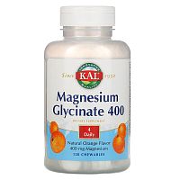 Magnesium Glycinate 400 мг (Глицинат магния) 120 жевательных таблеток (KAL) апельсин