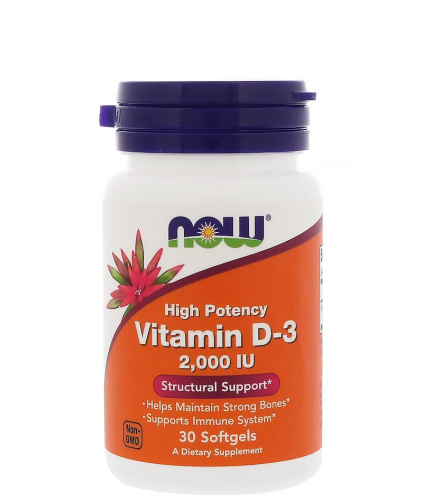 Vitamin D-3 2000 IU (Витамин Д-3 50 мкг) 30 капс (Now Foods) фото 3