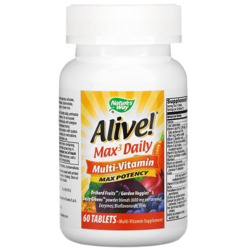 Nature's Way Alive! Max3 Potency Multivitamin (мультивитамины) 60 таблеток фото 4