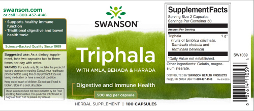 Triphala 500 mg (Трифала) 100 капсул (Swanson) фото 2