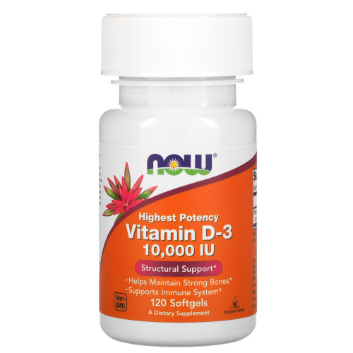 Vitamin D-3 10000 IU (Витамин Д-3 250 мкг) 120 капсул (Now Foods)