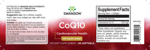 CoQ10 100 mg (Коэнзим Q10 100 мг) 50 мягких капсул (Swanson) фото 2