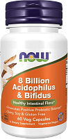 8 Billion Acidophilus & Bifidus (Ацидофильные и Бифидобактерии) 60 вег капс (Now Foods)