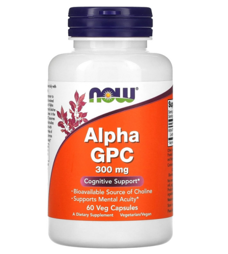 Alpha GPC 300 мг (L-альфа-глицерилфосфорилхолин) 60 растительных капсул (Now Foods)