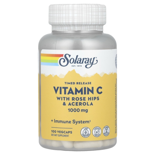 Vitamin C 1000 mg TR with Rose Hip & Acerola (Витамин C 1000 мг) 100 вег капсул (Solaray)_