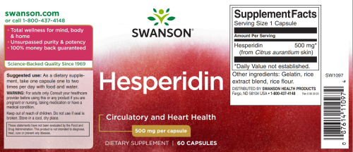 Hesperidin 500 mg (Гесперидин 500 мг) 60 капсул (Swanson) фото 2