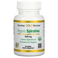 Organic Spirulina (органическая спирулина) 500 мг 60 таблеток (California Gold Nutrition)