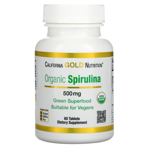Organic Spirulina (органическая спирулина) 500 мг 60 таблеток (California Gold Nutrition)