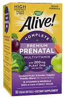 Premium Prenatal (срок 30.09.2025) Alive! Multivitamin 60 капсул (Nature's Way)