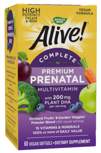 Premium Prenatal (срок 30.09.2025) Alive! Multivitamin 60 капсул (Nature's Way)