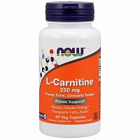 L-Carnitine 250 мг (L-Карнитин) 60 вег капс (Now Foods)
