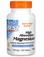 High Absorption Magnesium Lysinate Glycinate 100% Chelated 100 мг 120 таблеток (Doctor`s Best)