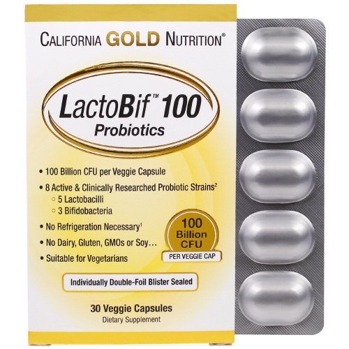 LactoBif Probiotic (Пробиотики 100 млрд КОЕ) 30 капсул (California Gold Nutrition)