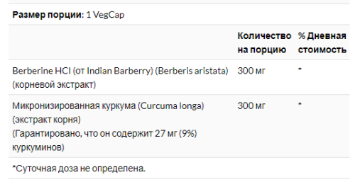 Berberine & Curcumin Vital Extracts 60 вег капсул (Solaray) фото 2