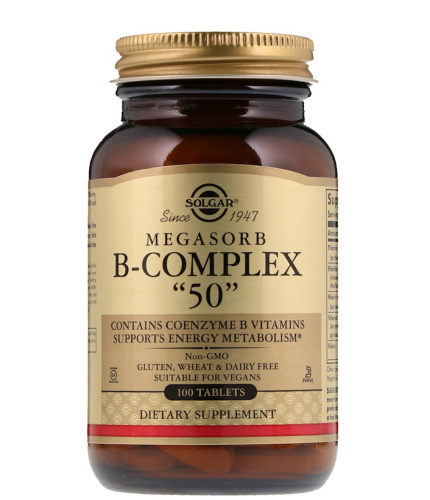 B-Complex Megasorb "50" (Комплекс мегасорб B-50) 100 таблеток (Solgar)
