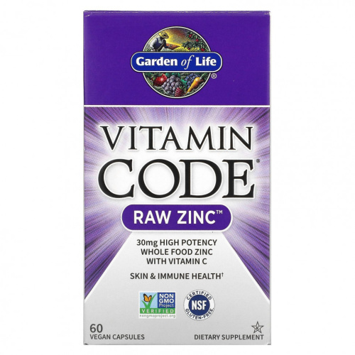 Vitamin Code RAW Zinc 60 веганских капсул (Garden of Life) срок 12/22
