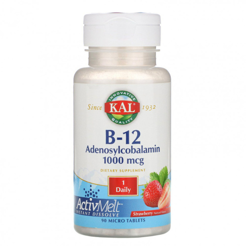 Vitamin B-12 1000 мкг Adenosylcobalamin 90 микро таблеток (KAL) фото 2