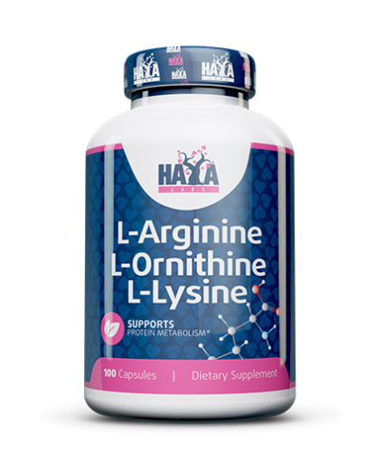 L-Arginine  L-Ornithine  L-Lysine 100 капсул (Haya Labs)