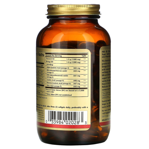 Omega 3-6-9 (Омега 3-6-9) 1300 мг 60 капсул (Solgar) фото 3