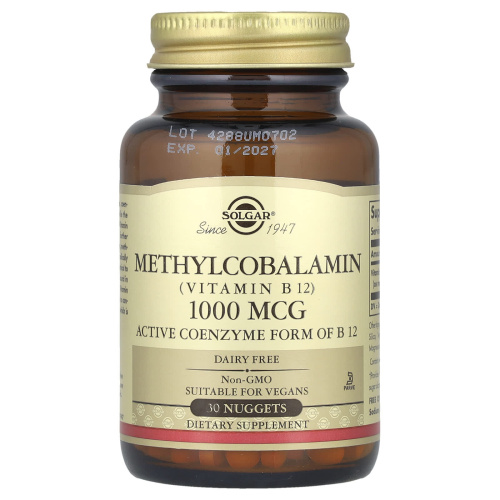 Methylcobalamin 1000 мкг (Сублингвальный Метилкобаламин витамин B12) 30 табл (Solgar)