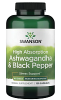 Ashwagandha & Black Pepper (Ашваганда и Черный перец) 120 капсул (Swanson)