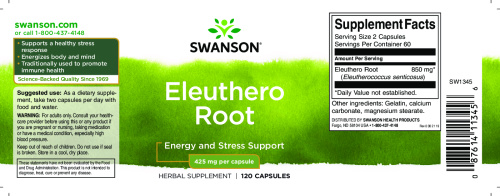 Eleuthero Root 425 mg (Корень элеутерококка 425 мг) 120 капсул (Swanson) фото 3