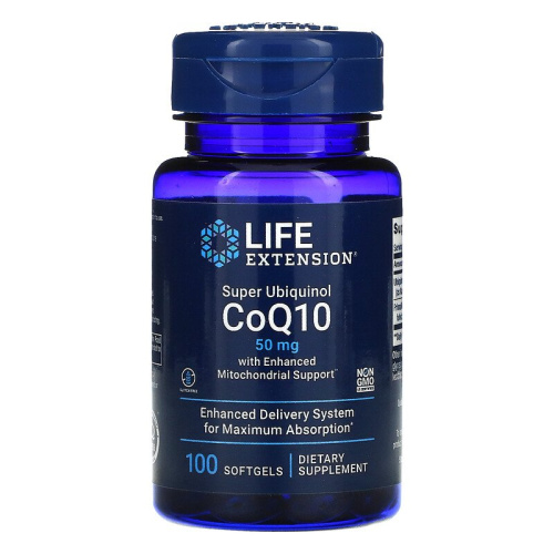 Super Ubiquinol CoQ10 50 мг with Enhanced Mitochondrial Support 100 капсул (Life Extension)
