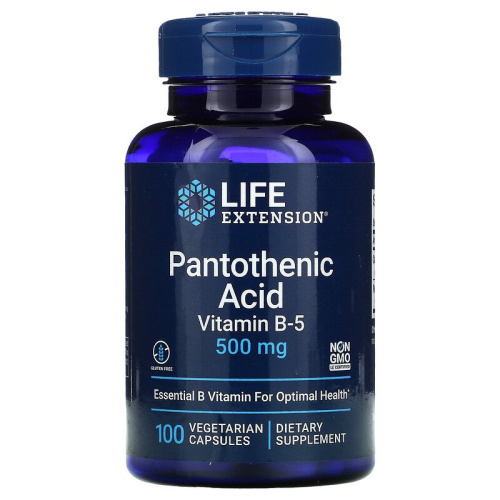 Pantothenic Acid 500 мг (Пантотеновая Кислота) 100 вег капсул (Life Extension)