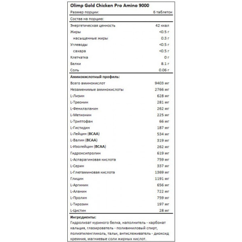 Gold Chicken-Pro Amino 9000 300 таблеток (Olimp) фото 2