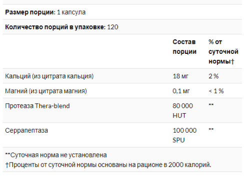 SerraGold High Potency Serrapeptase (Высокоэффективная Серрапептаза) 120 капсул (Enzymedica) фото 2