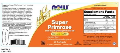 Super Primrose 1300 мг (Масло Примулы Вечерней) 60 капс (Now Foods) фото 2
