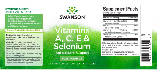 Vitamins A, C, E & Selenium (витамины А, С, Е и селен) 60 гелевых капсул (Swanson) фото 2