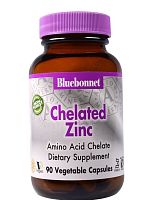 Chelated Zinc 30 mg срок 10/23 (Хелатный цинк 30 мг) 90 растительных капсул (Bluebonnet Nutrition)