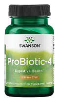ProBiotic-4 3 billion CFU (Пробиотик-4 3 млрд КОЕ) 60 вег капсул (Swanson)