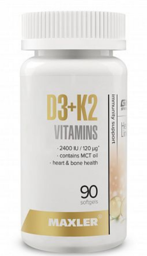Vitamin D3 + K2 90 капсул (Maxler)