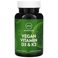 Vegan Vitamin D-3 & K-2 (2500 IU / 80 mcg) (Веганские витамины Д-3 и К-2) 60 капсул (MRM)
